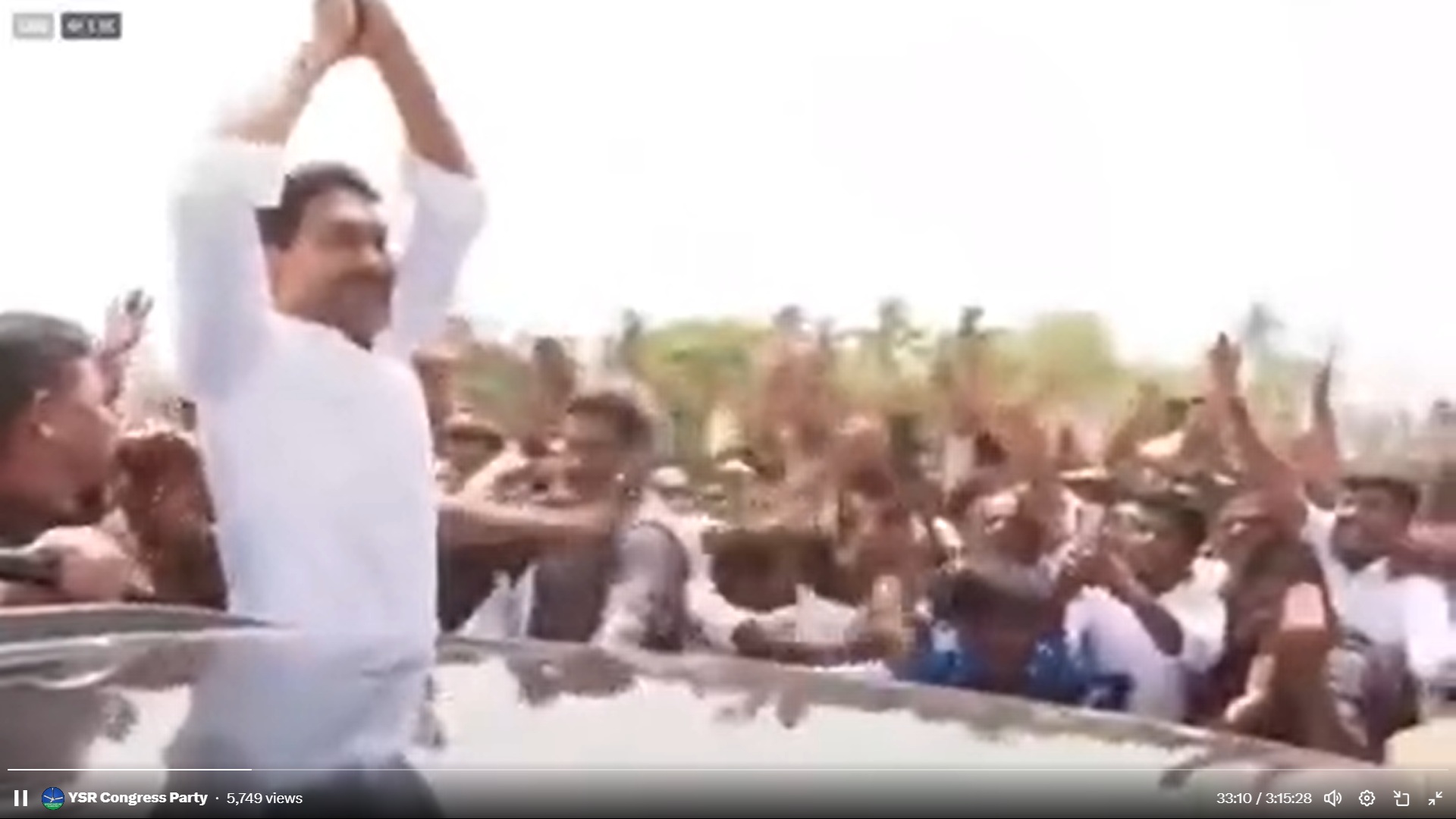 Despite the police denying permission, Jagan took out a road show, stepping out of his vehicle frequently, standing on the footboard to greet supporters with his signature namaskar—folded hands raised above his head.