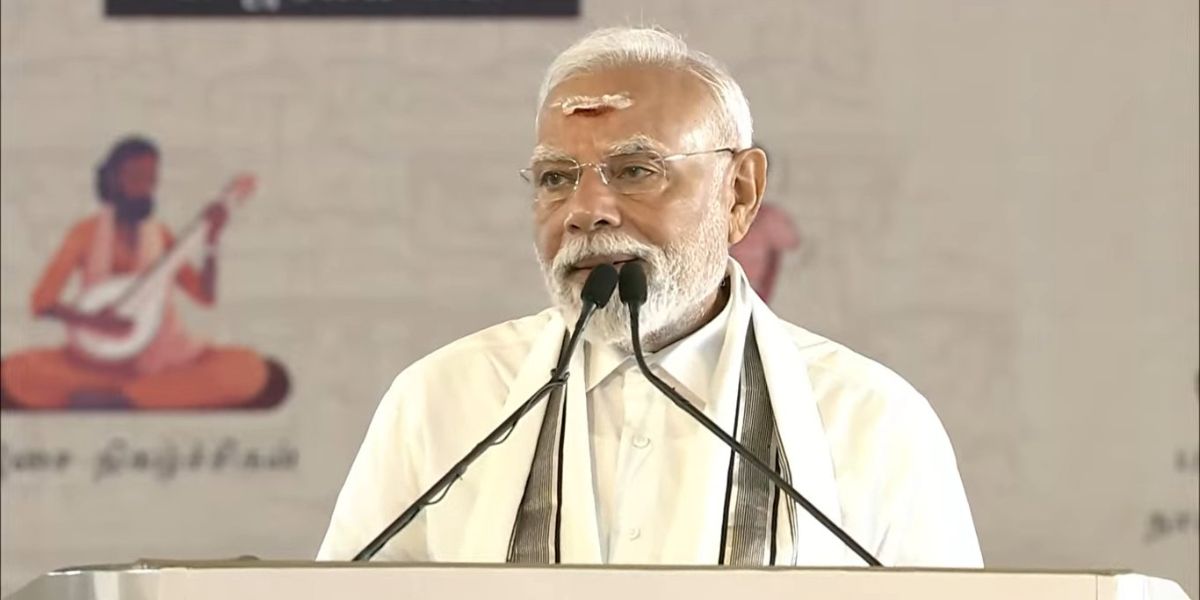 Prime Minister Narendra Modi speaking at Gangai Konda Cholapuram.