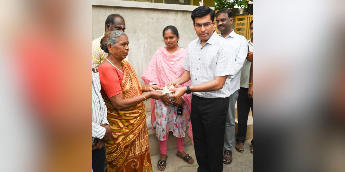 Tirupati district collector distributed pensions.