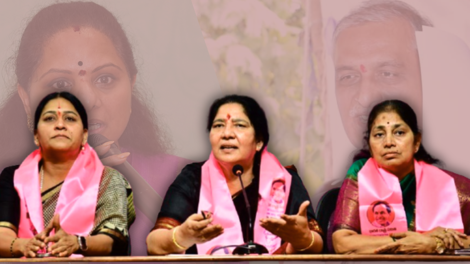 (LTR) Former MP Maloth Kavitha, Former Minister Satyavathi Rathod, and Former MLA Gongidi Sunitha