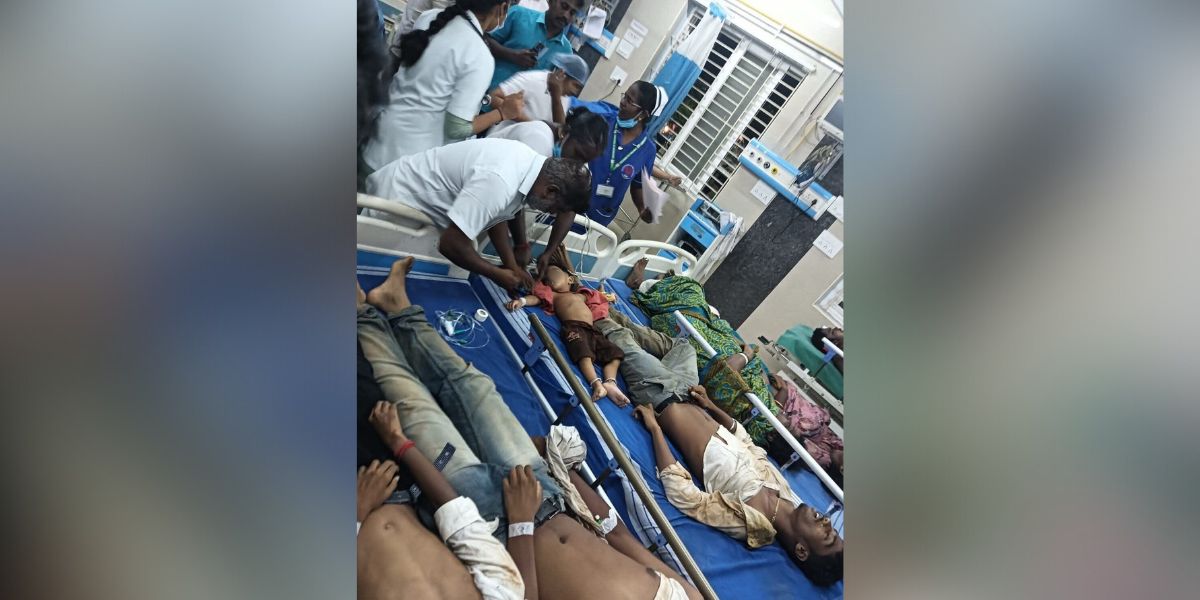 Injured people receiving treatment at the hospital
