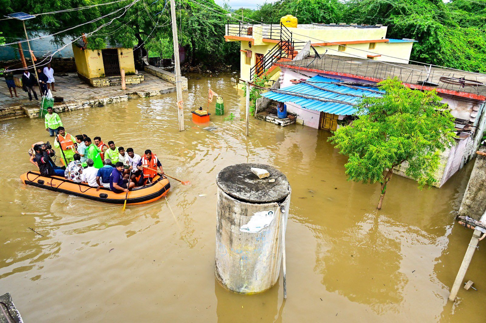 Residents being evacuated to safety.