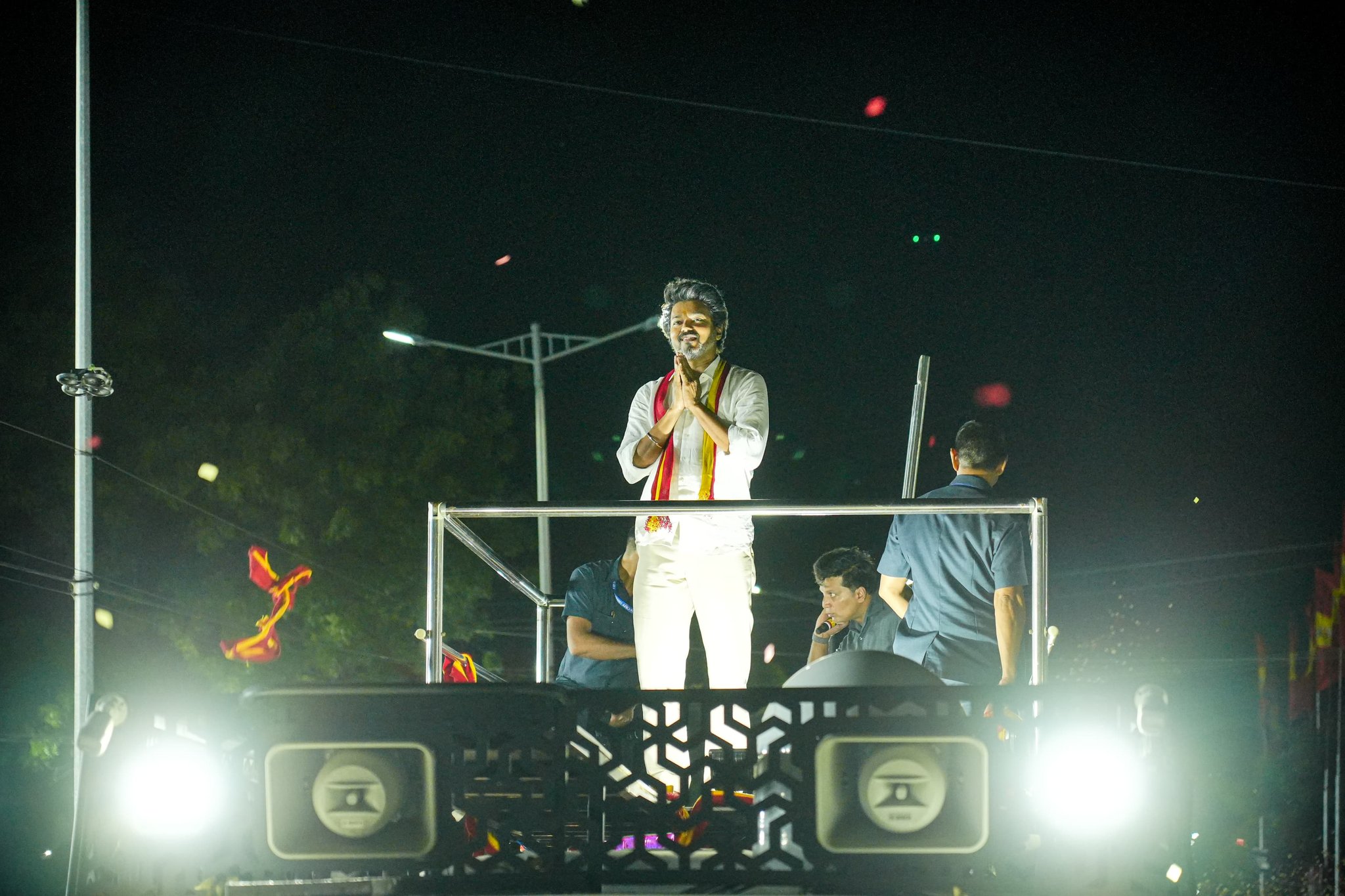 Vijay addressing the rally minutes before the tragedy.
