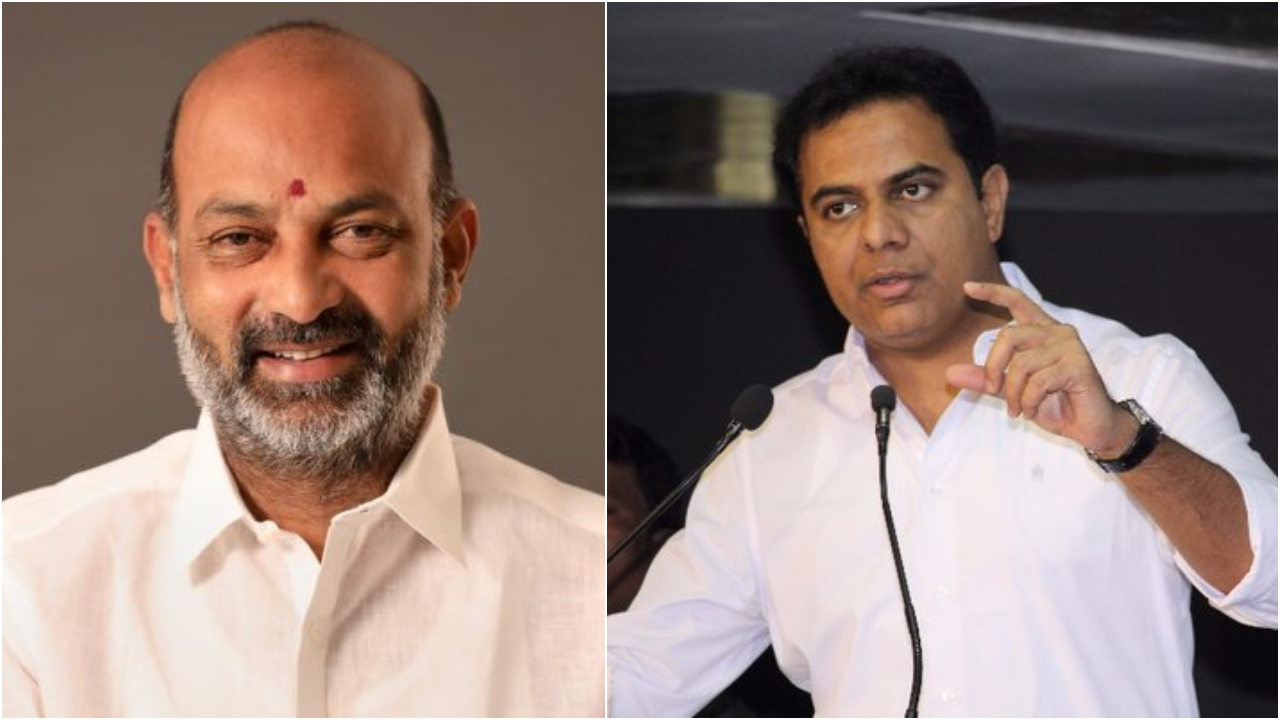 Bandi Sanjay Kumar (L), KT Rama Rao. Credit: x.com/bandisanjay_bjp, x.com/KTRoffice