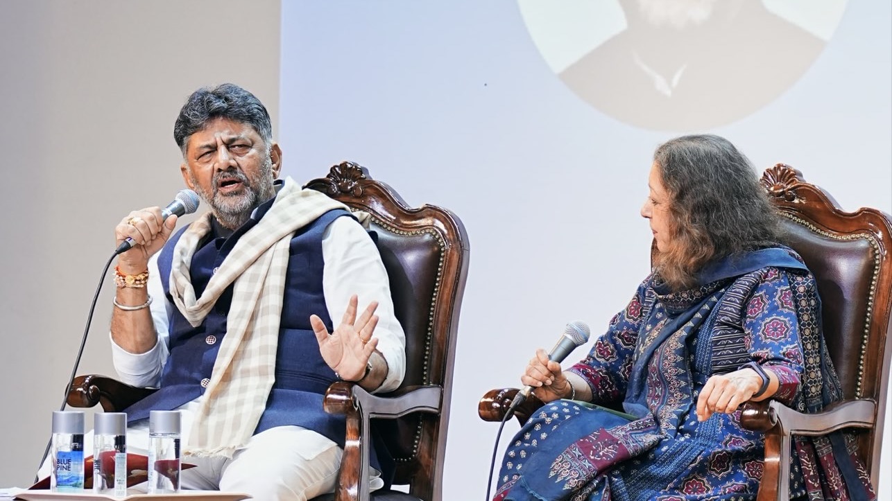 Shivakumar addressing a discussion on Wednesday. (X)