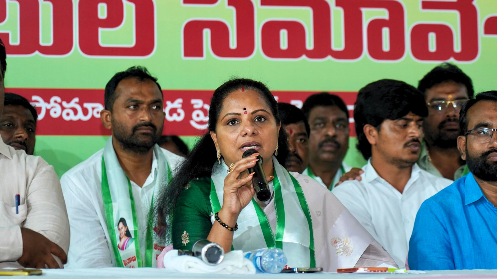 Kavitha leads a round table conference with Group-1 Aspirants