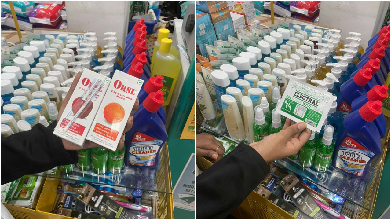 ORS and ORSL being simultaneously sold in Chennai pharmacies. Credit: Veni EN