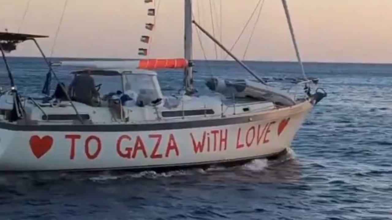 One of the Global Sumud Flotilla boats en route to Gaza. Credit: x.com/GlobalSumudF