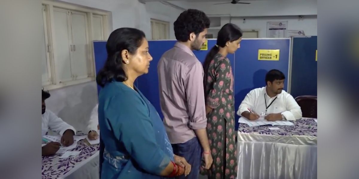 BRS candidate Maganti Sunitha and her family cast their votes..