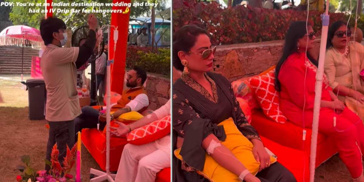 IV drip in wedding.