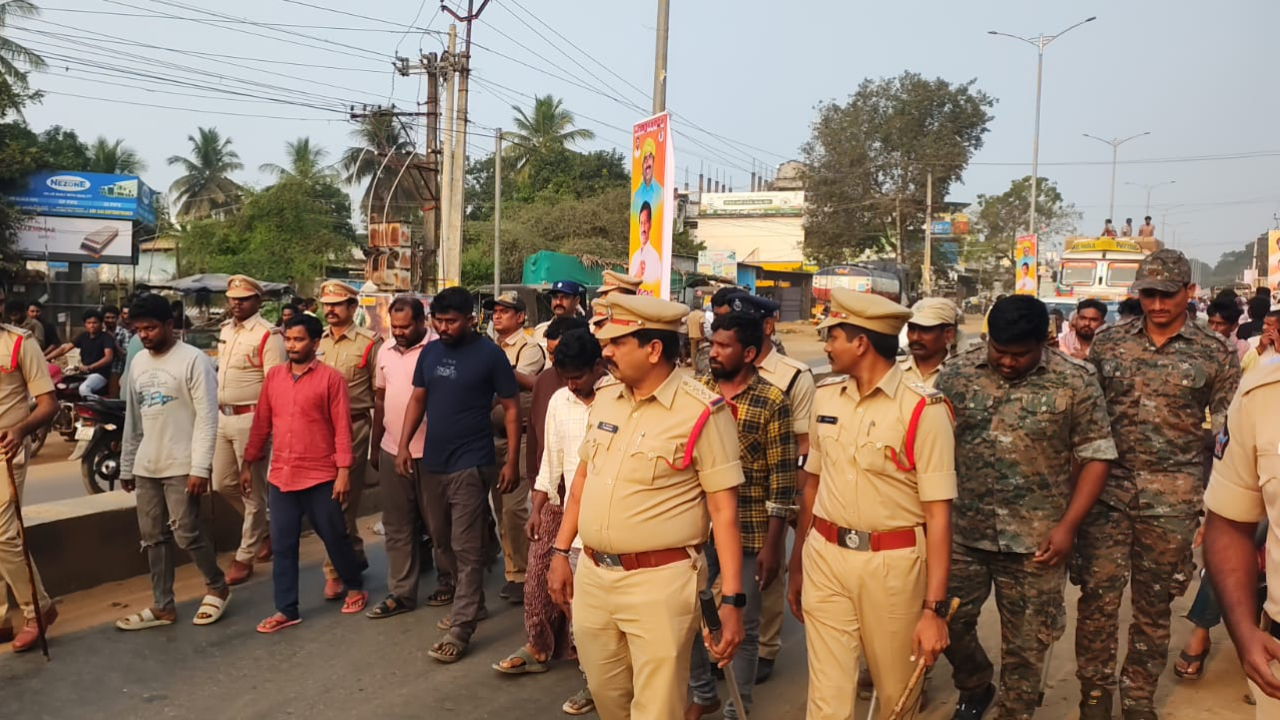 Cops took the accused through main road of the village before being remanded to judicial custody. (X/EGDISTPOLICE)