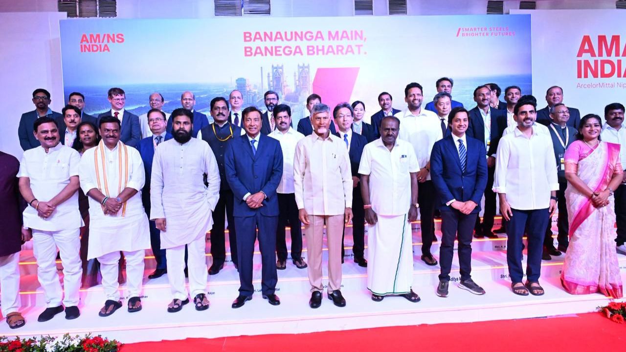 Andhra Pradesh Chief Minister N Chandrababu Naidu laid the foundation stone for the ArcelorMittal–Nippon Steel India integrated steel plant.