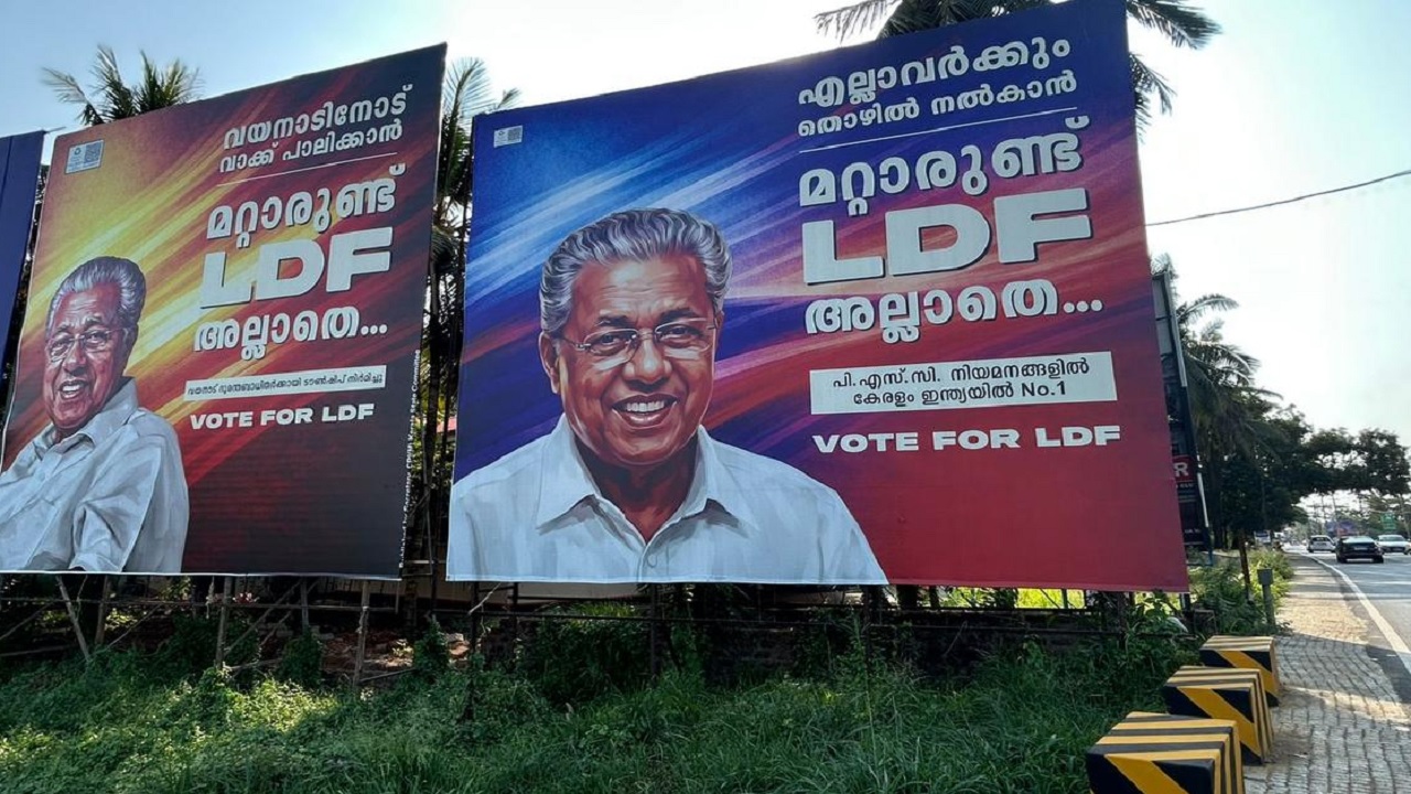 The LDF's message appears to revolve almost entirely around the incumbent CM Pinarayi Vijayan