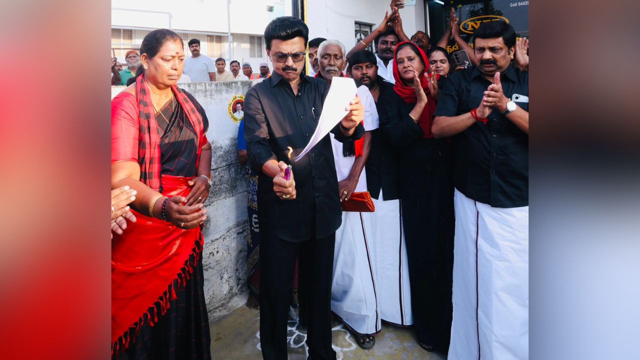 Then Tamil Nadu Chief Minister MK Stalin seen burning a copy of the delimitation Bill.
