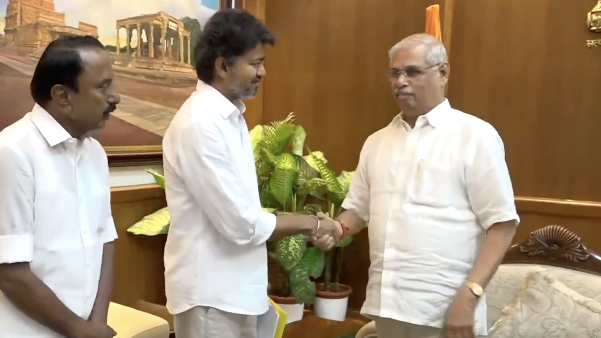 TVK chief Vijay with Tamil Nadu Governor.