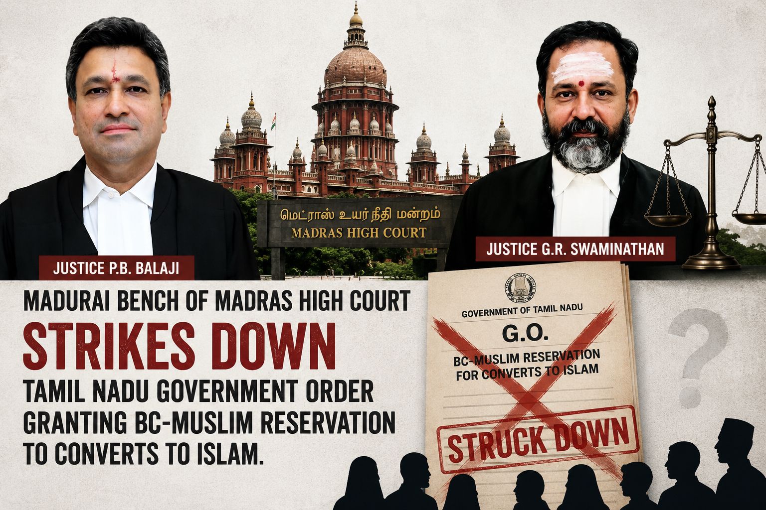 Madras HC strikes down government order granting BC quota to converted Muslims.