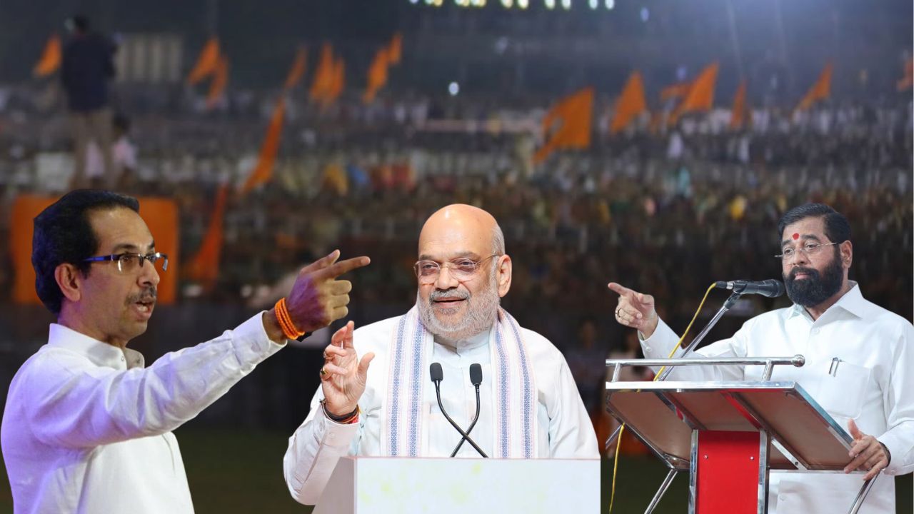 Uddhav Thackeray, Amit Shah and Eknath Shinde.