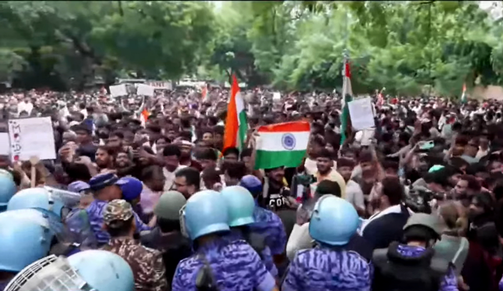 Protesters seen at Jantar Mantar.