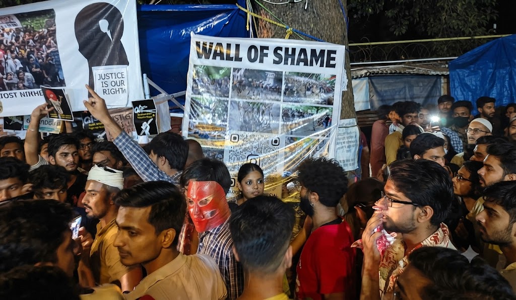 Wall of Shame poster put up by the student protesters