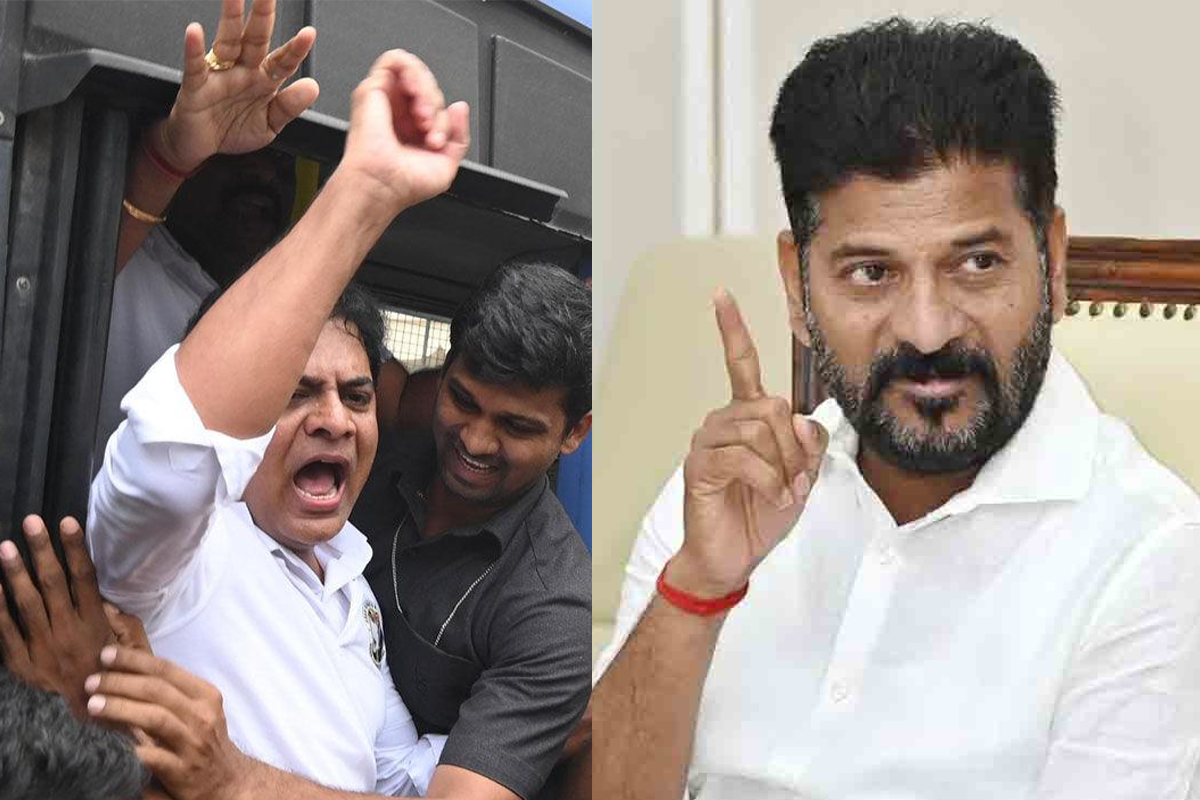 BRS working President KT Rama Rao and Telangana CM Revanth Reddy.