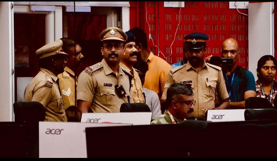 Police at Reporter TV news room on September 16 morning. (Special Arrangement)