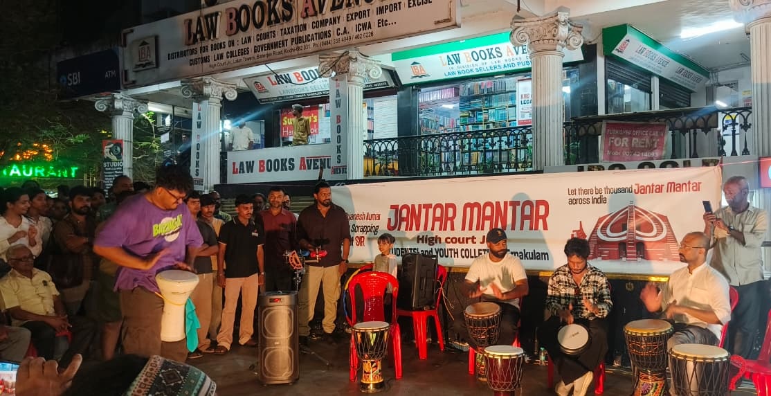 Artists performing at the protest site