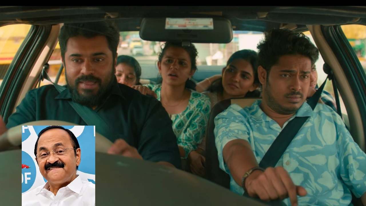 Nivin Pauly (Justin), Roshan Shanavas (Glikson), Meenakshi Raveendran (Riya) and Mamitha Baiju (Ashley) in BKU. Inset: VD Satheesan.