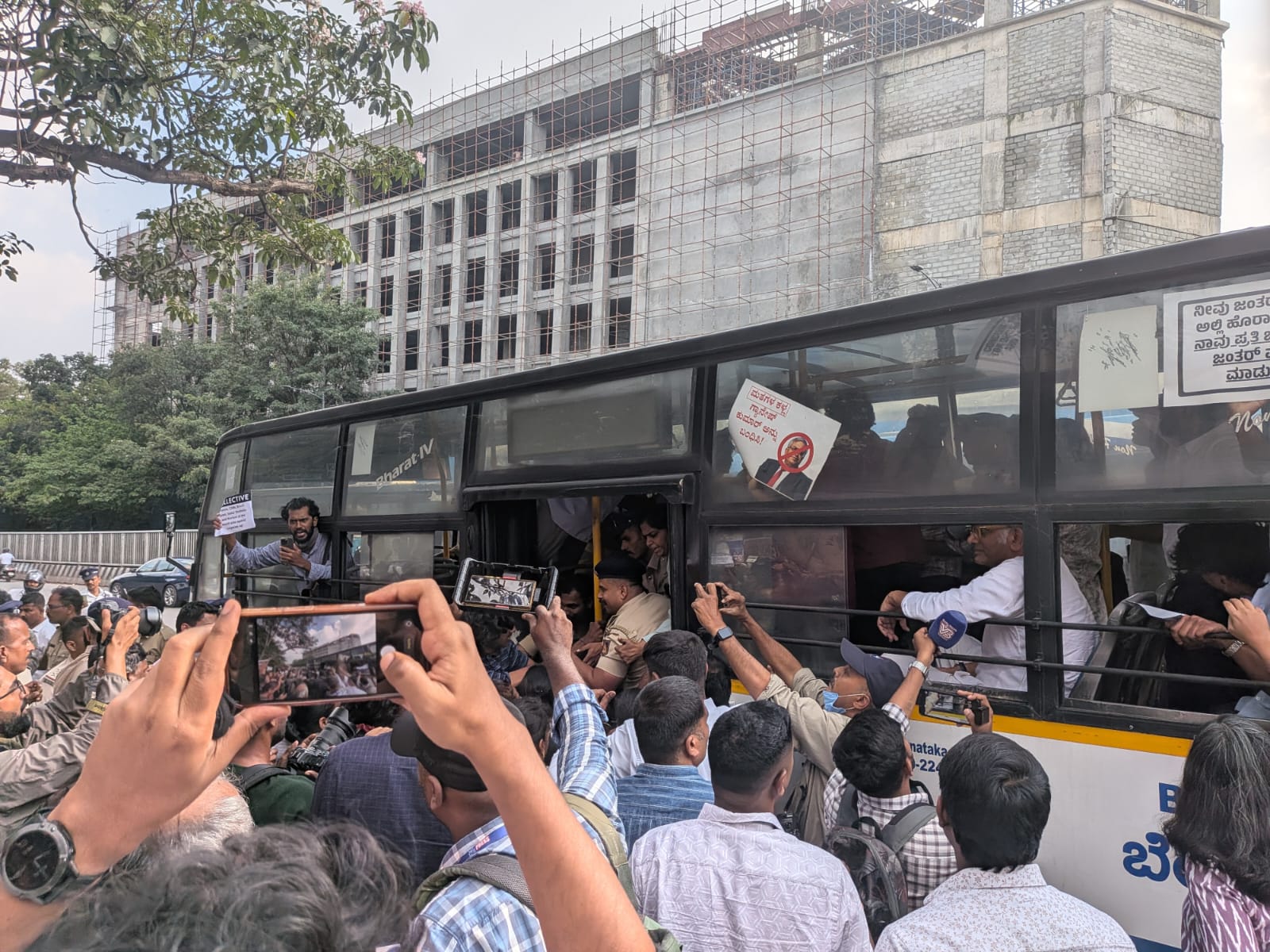 Police said the detained protesters were taken to the Vidhana Soudha police station.