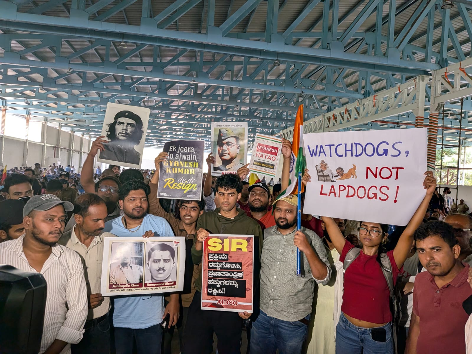 Protesters who arrived early at Freedom Park. (Kerthivas/South First)