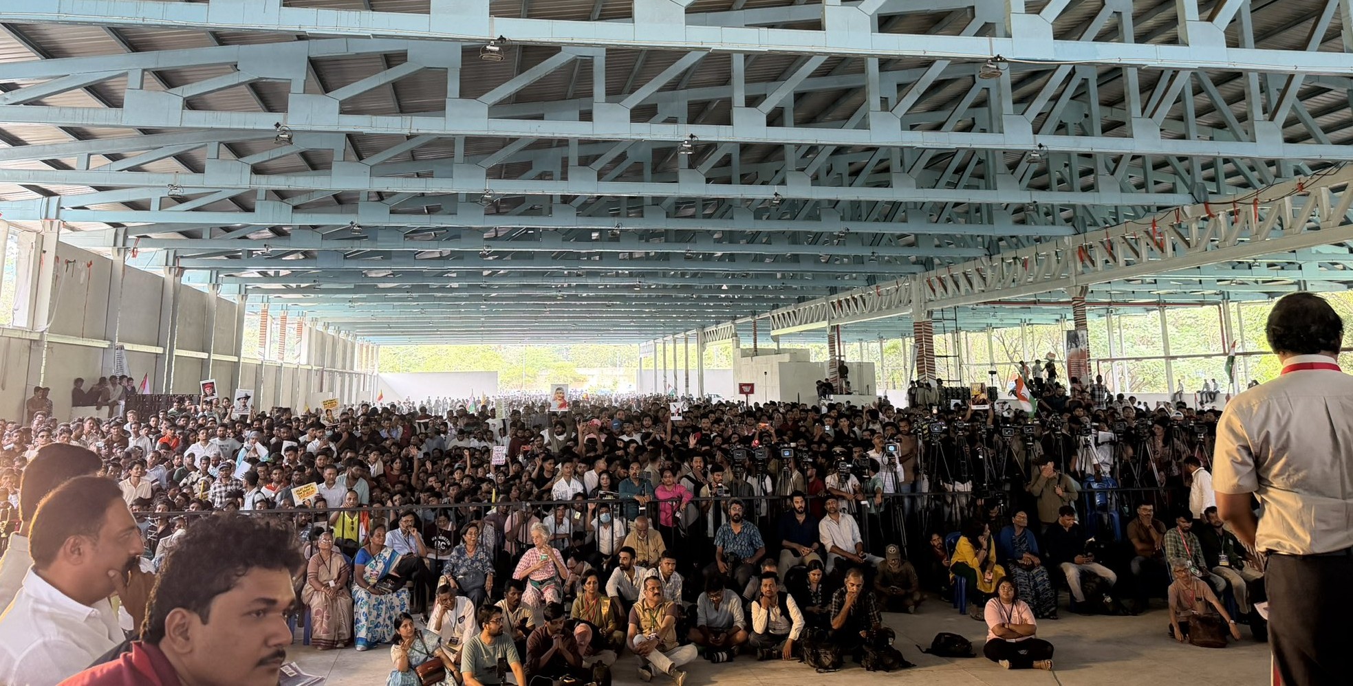 Over 2,000 people have converged at Freedom Park demanding SIR rollback.