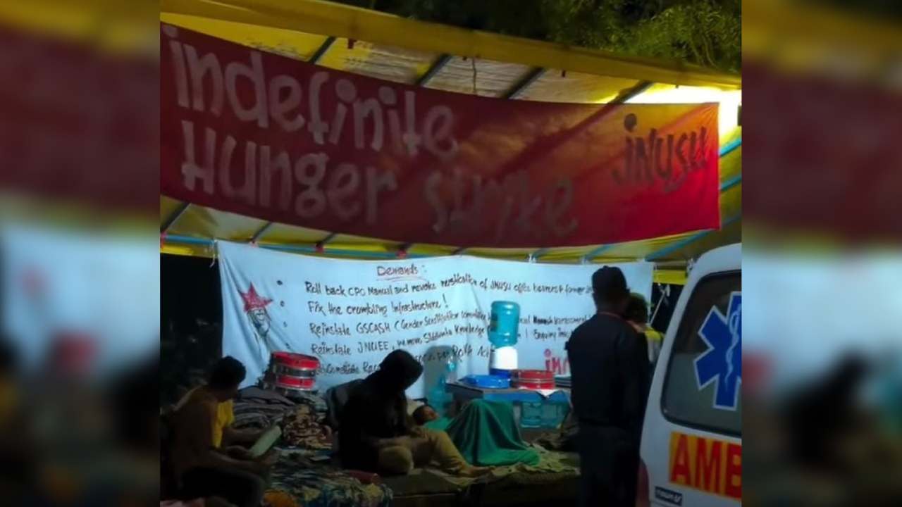 The students have been sitting on an indefinite hunger strike since 3 October.