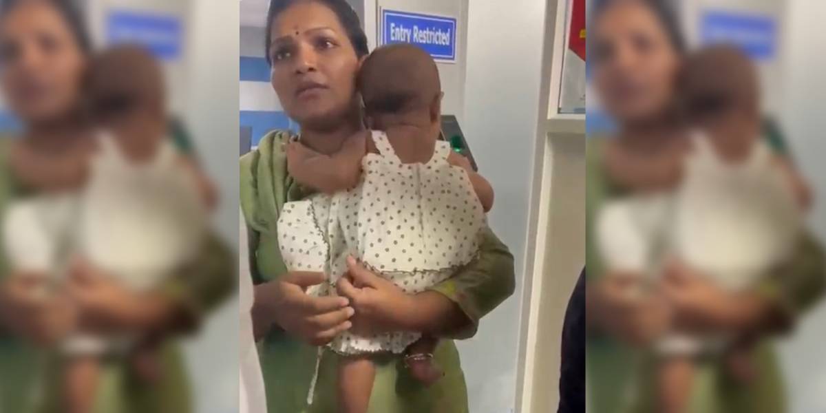 Journalist Jalli Rekha with her 6-month-old at the Central Crimes Station