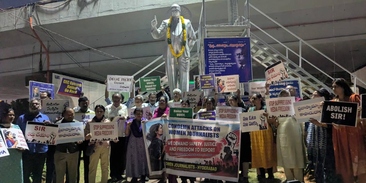 Women journalists protest in Hyderabad