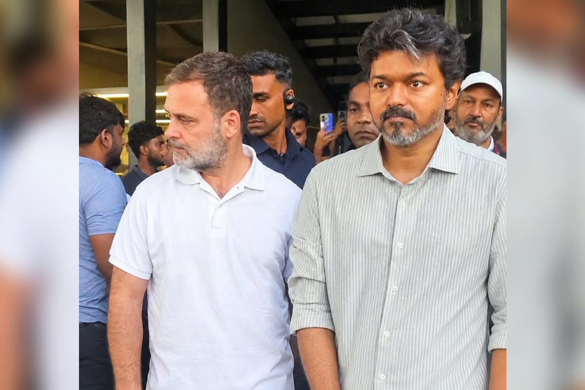 Rahul Gandhi and Vijay at Chennai.