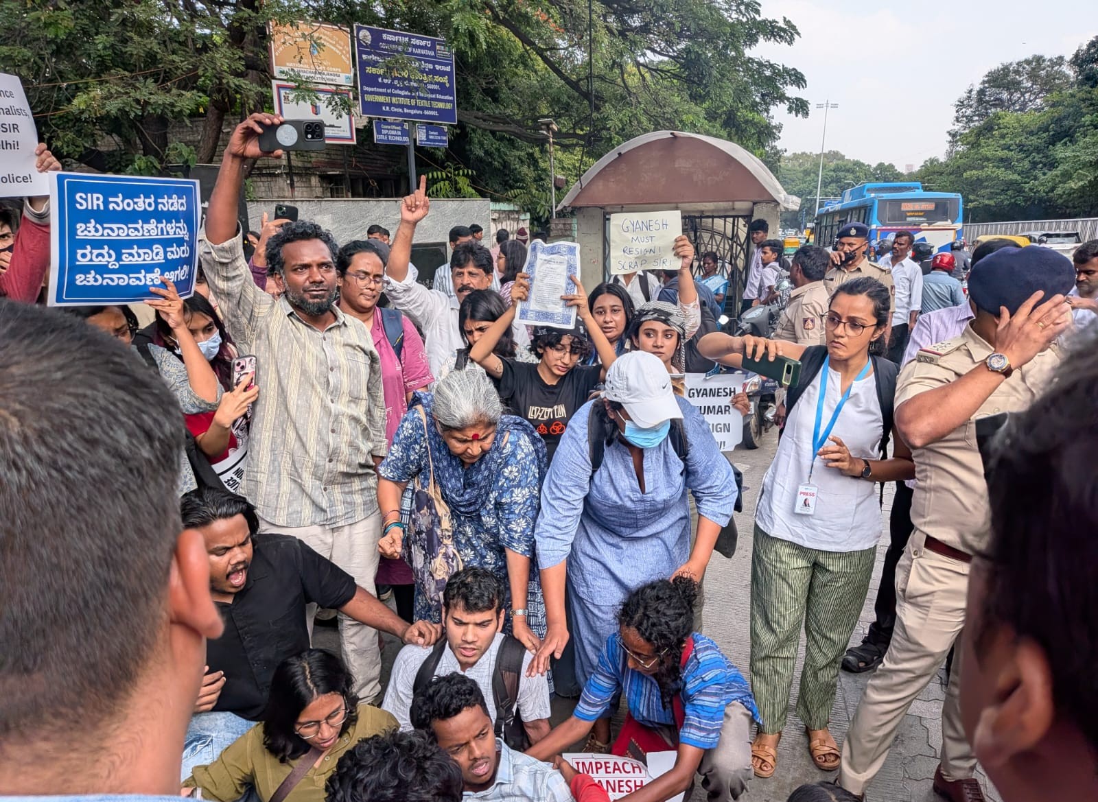 Protesters said the police manhandled women and journalists.