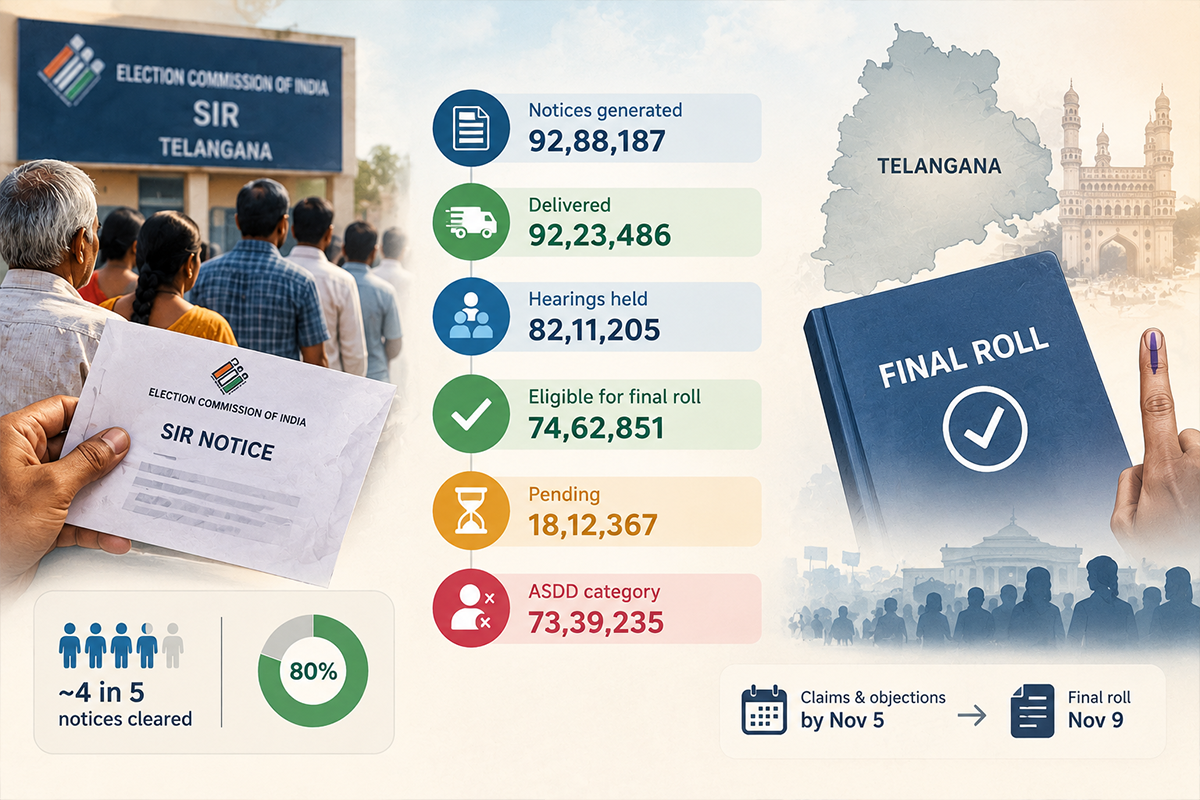 74.6 lakh voters cleared in Telangana SIR; fate of 73 lakh remains uncertain