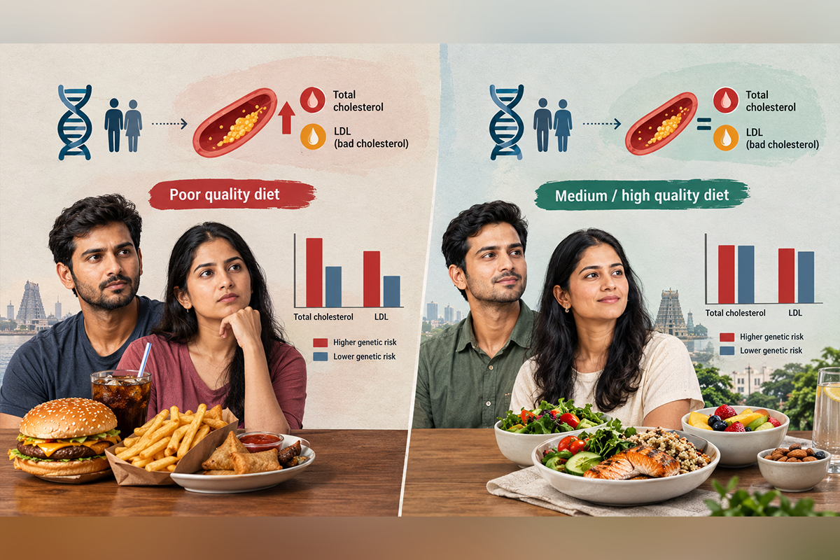 Same genes, different plates: Study links poor diets to genetic cholesterol risk among Indians